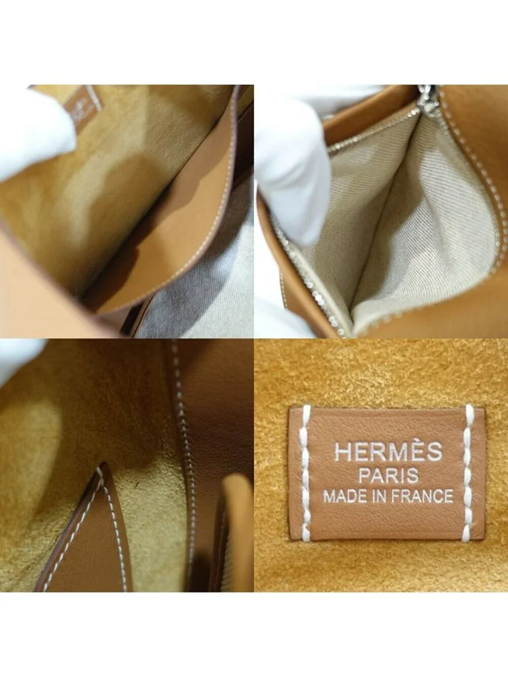Hermes Arson Shoulder Bag Togo Leather Gold White Stitching Brown